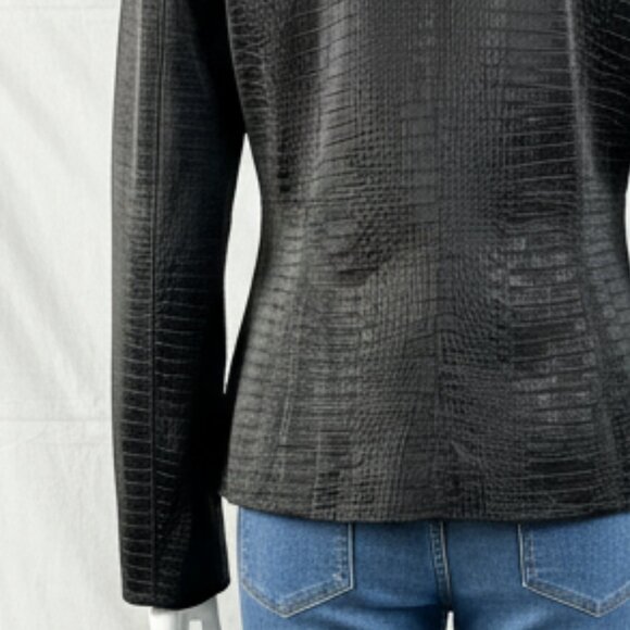 NWOT Chico’s Faux Snakeskin Leather Jacket Women’s Textured Blazer - Picture 6 of 13